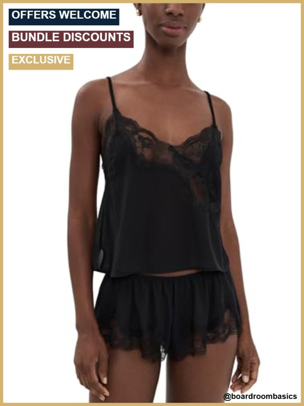 Hayden Camisole Lightweight Georgette Scalloped Lace Trim Split Hem